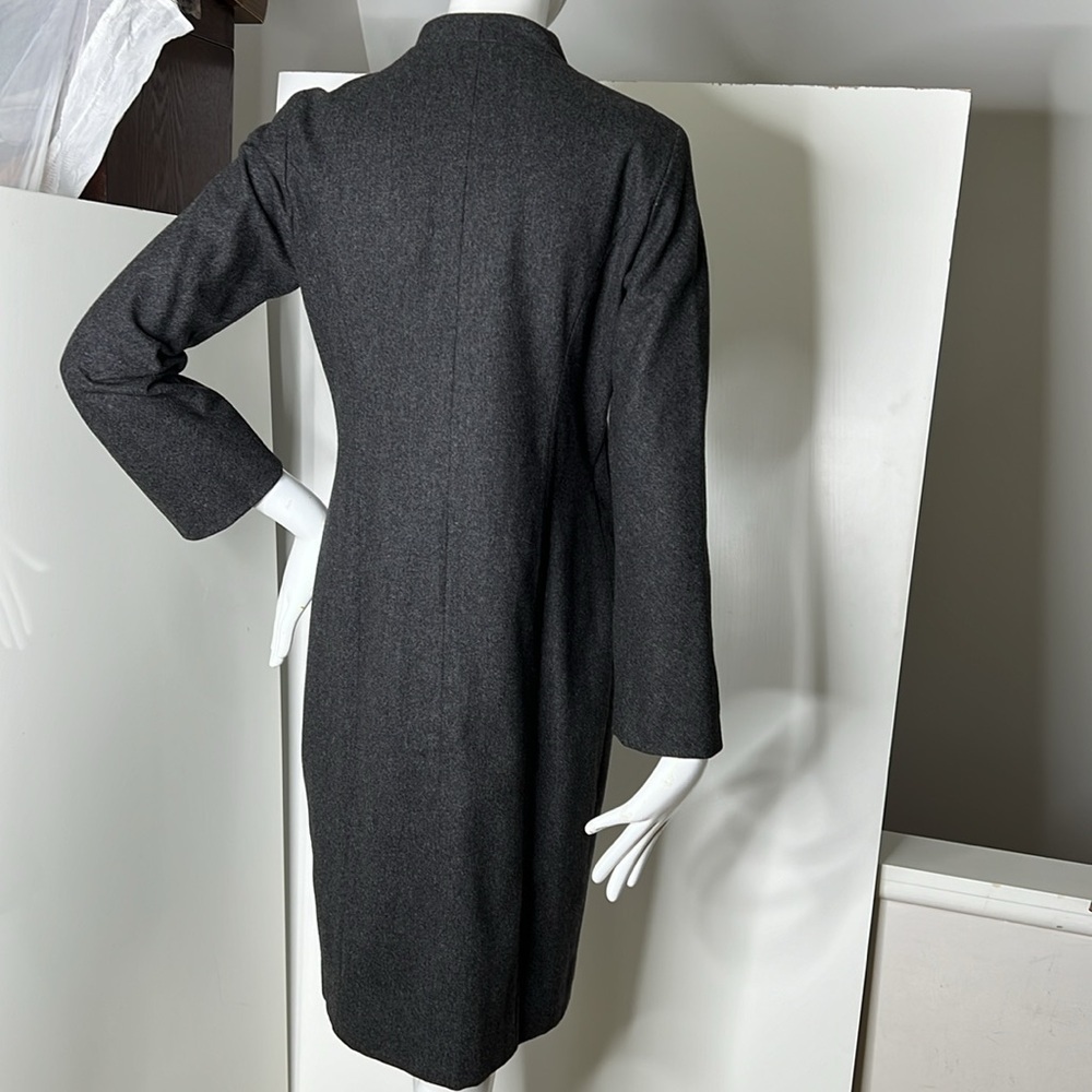 Carolyne Roehm Sz 8 Vintage Gray Soft Wool Snap Button Coat Dress - Picture 3 of 12